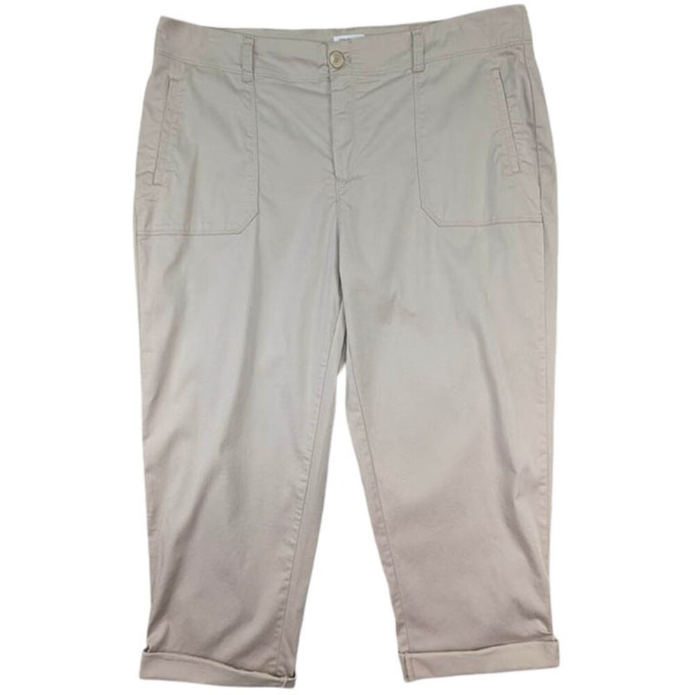 Westport Straight‎ Crop Pants Womens 16 Khaki Resort Preppy Casual Chic Utility